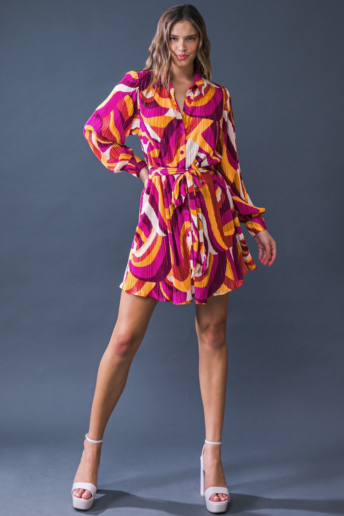 GET ON BOARD WOVEN PLISSE MINI DRESS Flying Tomato